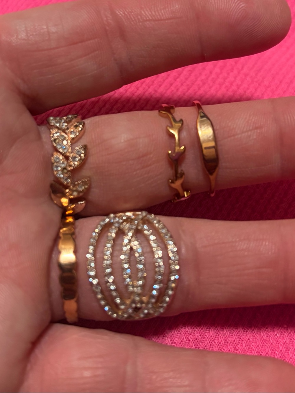 Rose Gold-Tone Crystal Multi-Band Fashion Ring Set of 5 NWOT